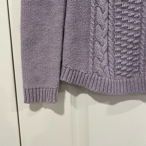 J Crew Women's Lilac Purple Cableknit Wool Sweater Longsleeve Crewneck Size XS - Picture 4 of 7